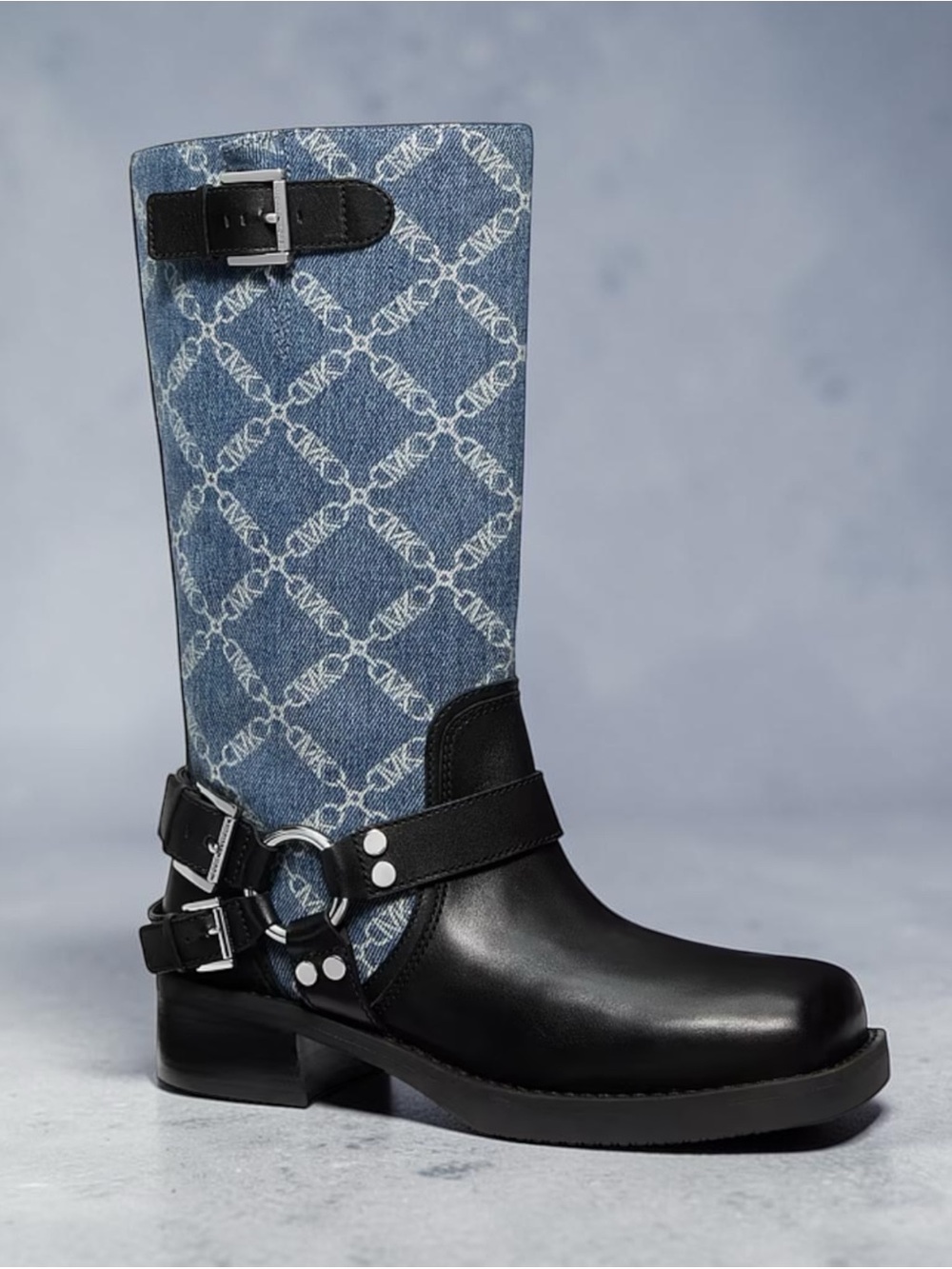 Michael kors Crosby Empire Diamond Jacquard Denim Moto Boot